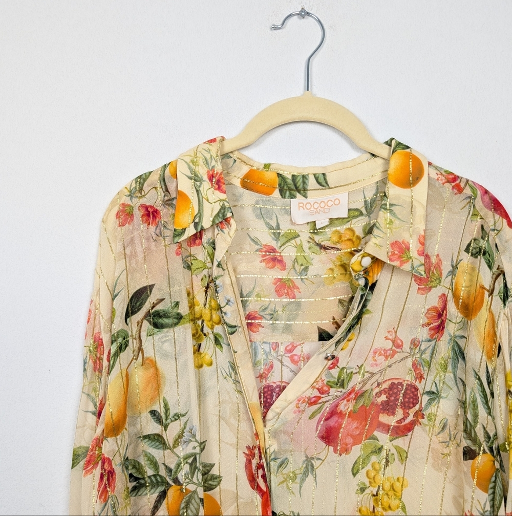 Rococo Sand Multicolor Fruit Pattern Oversized Bu… - image 5